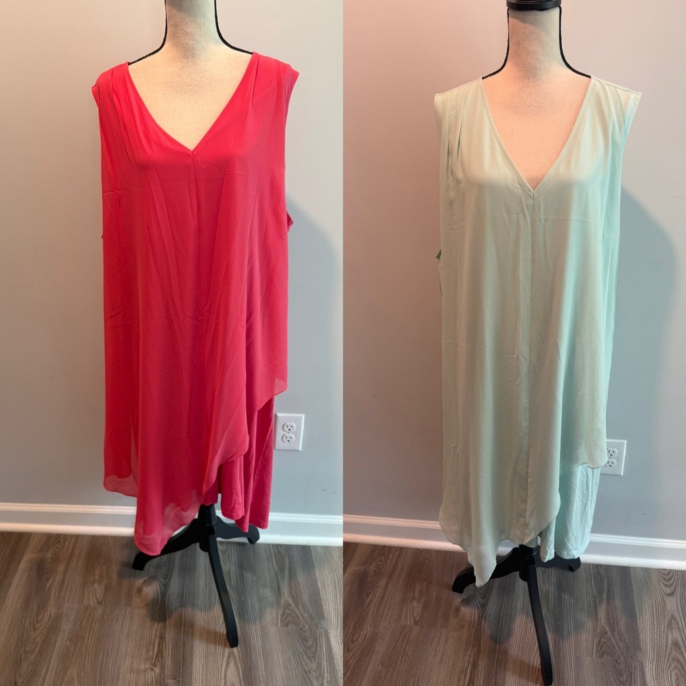Soft Surroundings Amalfi lot of 2 Layered Asymmetrical V-Neck Midi Dress sz 3X